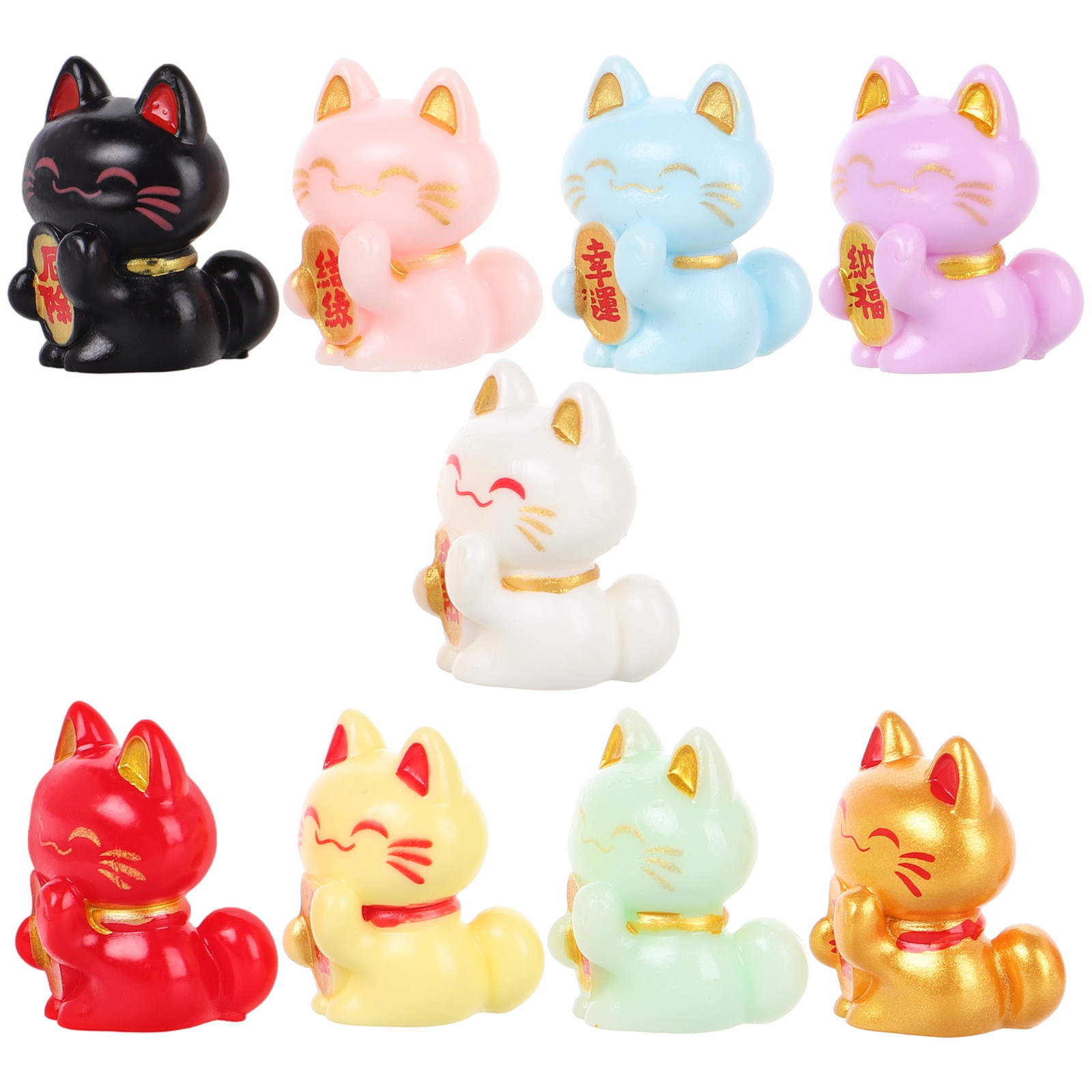 9Pcs Mini Luck Cat Statue Resi - Bonsai Garden Shop ulasan dan harga